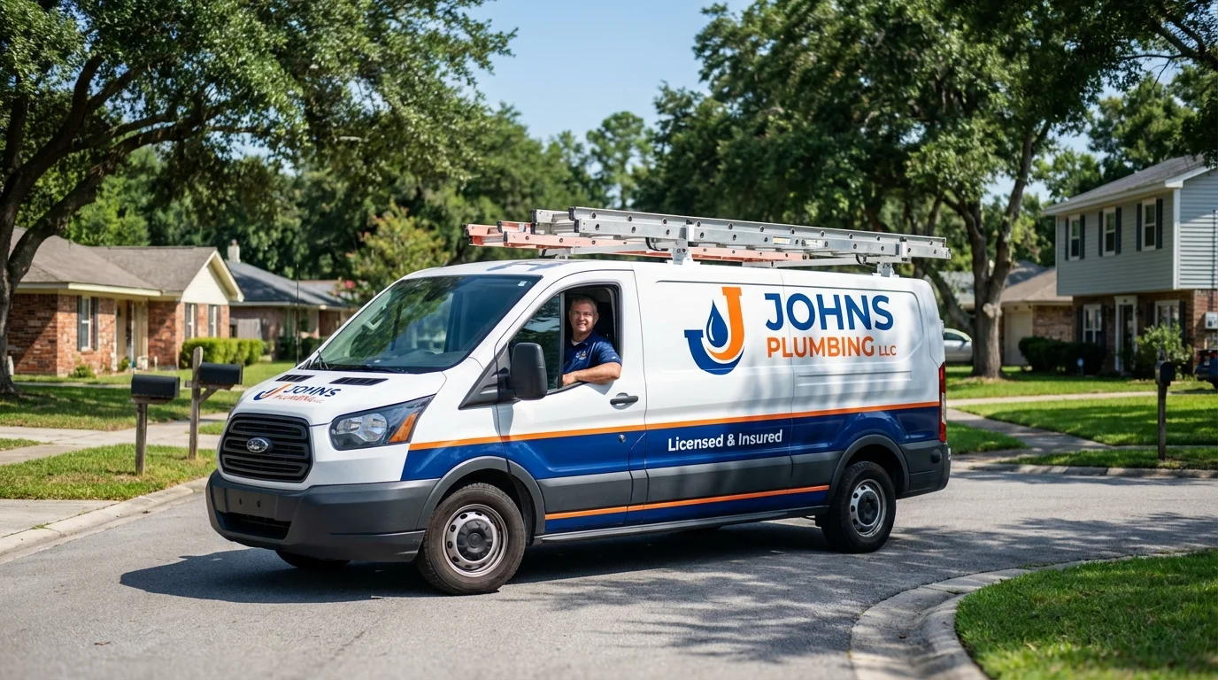 Johns Plumbing LLC service van in Mount Vernon, IN