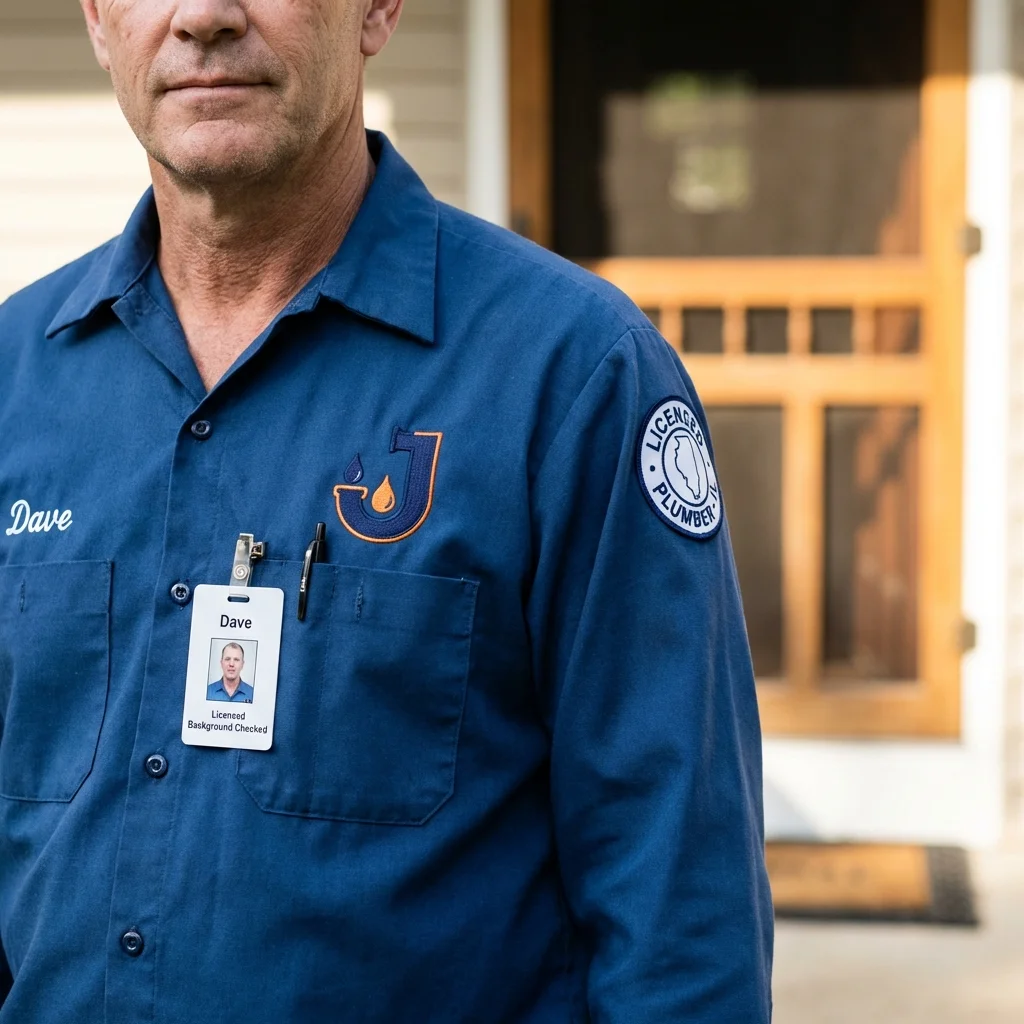 Licensed plumber showing ID badge in Mount Vernon, IN