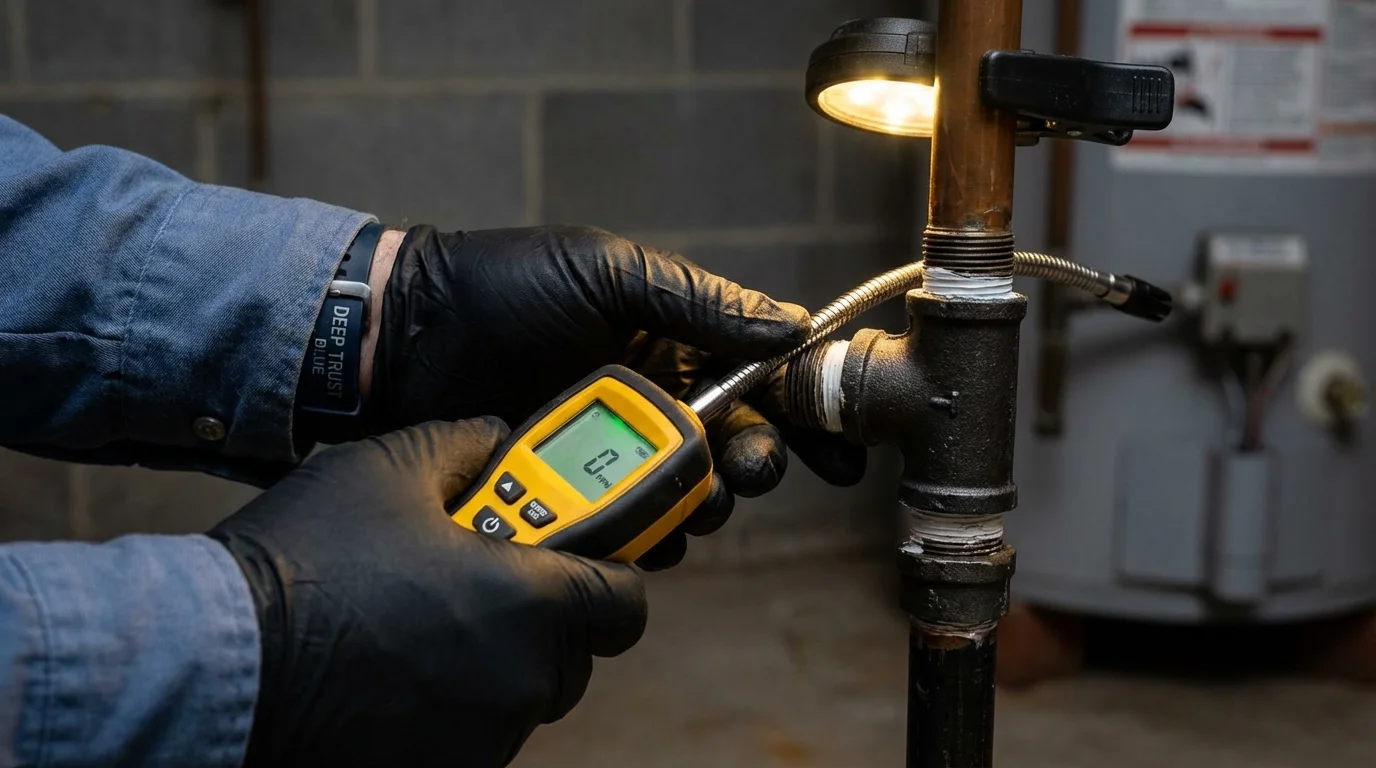Gas leak detection with electronic sniffer by Johns Plumbing LLC in Mount Vernon