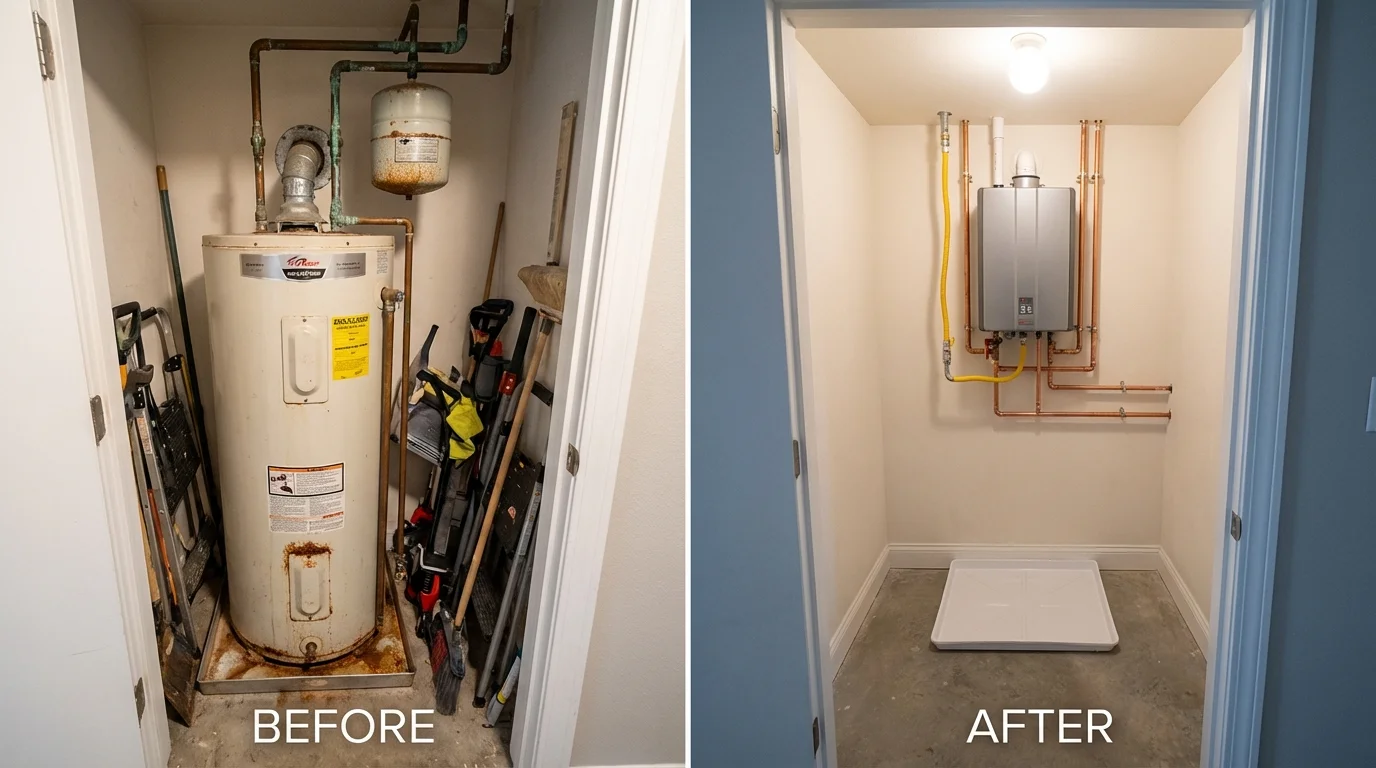 Tank water heater versus wall-mounted tankless unit comparison for Mount Vernon, IN homeowners